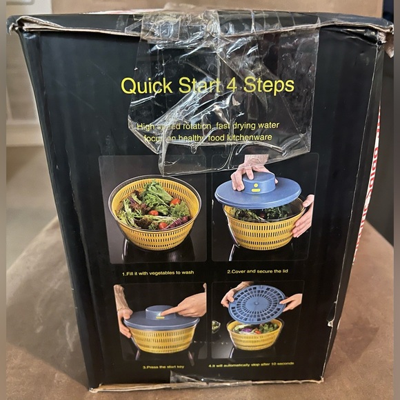 Electric Salad Spinner.  USB & reusable Salad dressing bottle included (Blue) - Picture 12 of 12